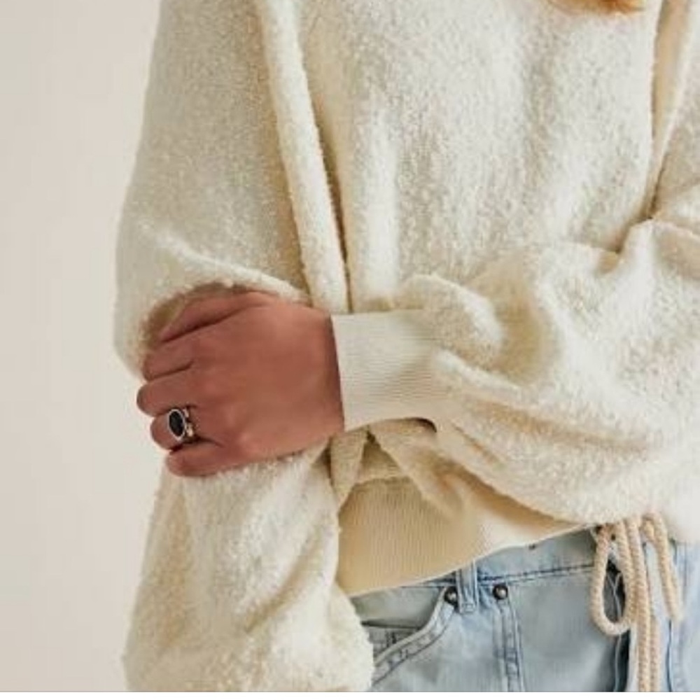 Free People Found My Friend Pullover Cream Oversized Sweater XS - Picture 7 of 16